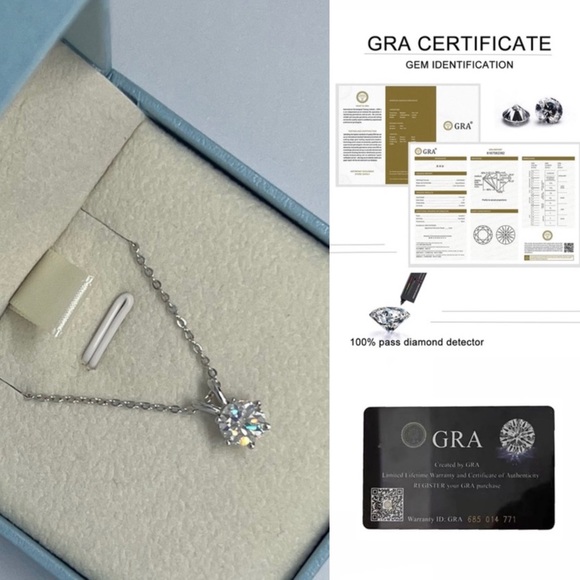 Bloomingdale's Jewelry - Certified 1 Ct  Moissanite Diamond Top Quality 18K White Gold Pendant Necklace